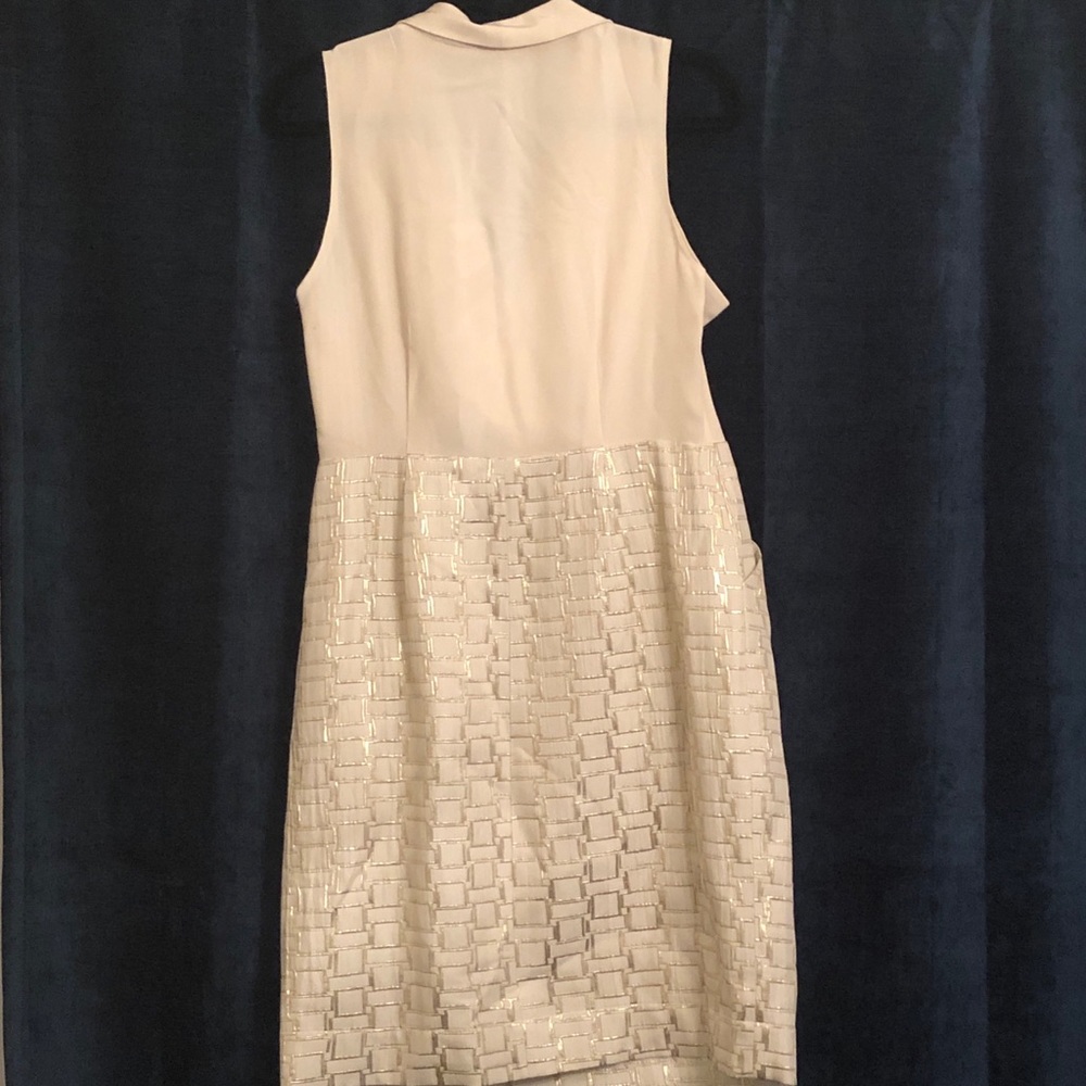 Shoshanna cream and gold lamee detailed dress - Picture 2 of 5